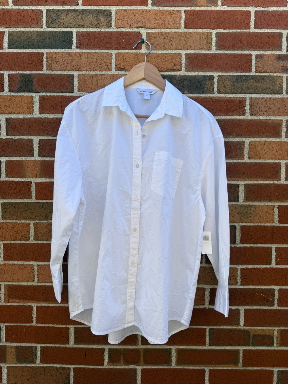 Old Navy The Boyfriend Shirt White 100% Cotton NWT XS